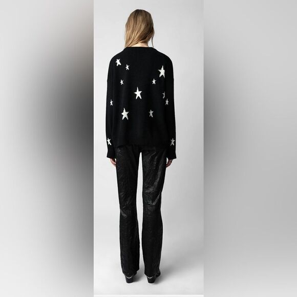 Zadig & Voltaire Markus Stars black/white 100% Cashmere oversized sweater M. NWT - Picture 11 of 12